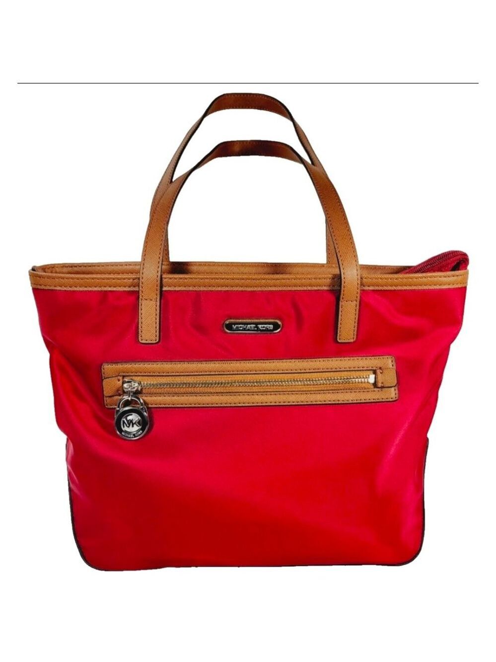 Michael Kors Red Brown Nylon Tote Bag